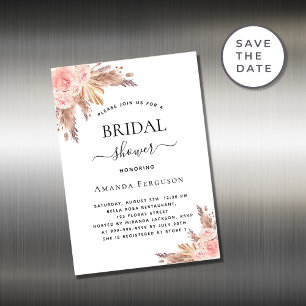 Pampas de douche nuptiale rose boho aimant invitat