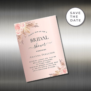Pampas de douche nuptiale rose boho aimant invitat