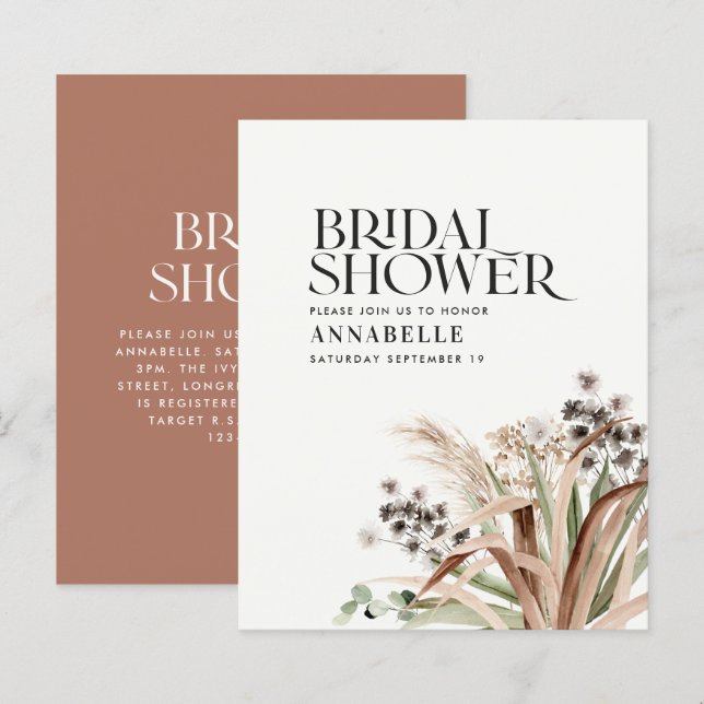 Pampas douche nuptiale eucalyptus terracotta moder (Devant / Derrière)