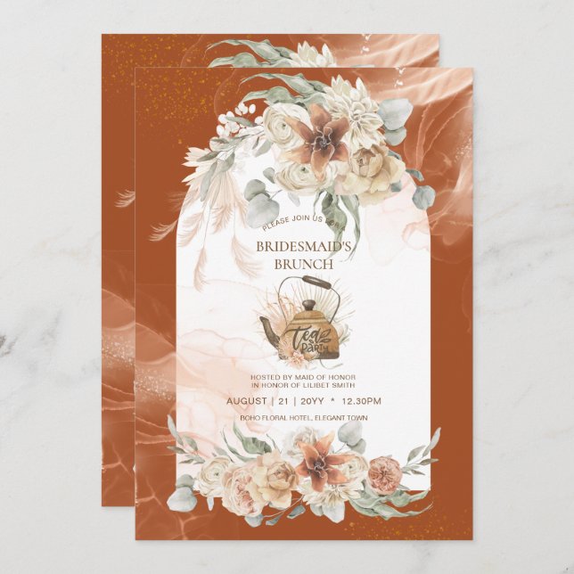 Pampas Florale Terracotta Grass BRIDESMAID'S LUNCH (Devant / Derrière)