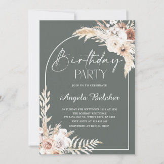 Pampas Grass Anniversaire Fête Invitation