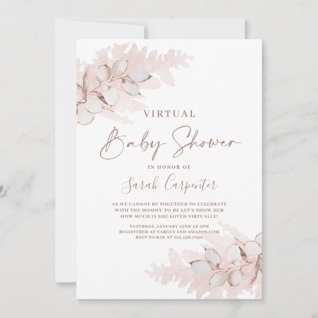 Pampas Grass Baby shower virtuel invitation fille (Devant)