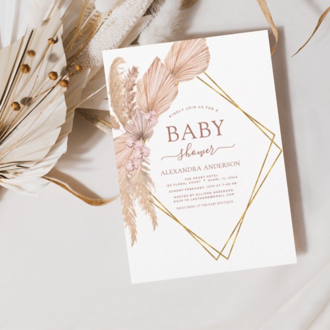 Pampas Grass Bohemian Boho Baby shower Invitation (Créateur téléchargé)