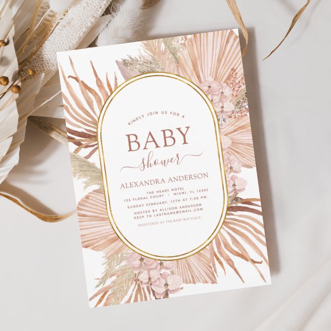 Pampas Grass Bohemian Boho Baby shower Invitation (Créateur téléchargé)