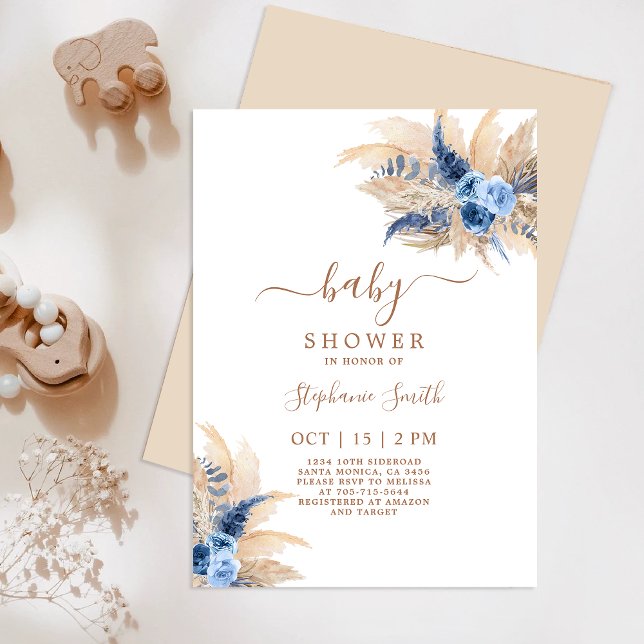 Pampas Grass Boho Baby shower garçon Invitation (Créateur téléchargé)