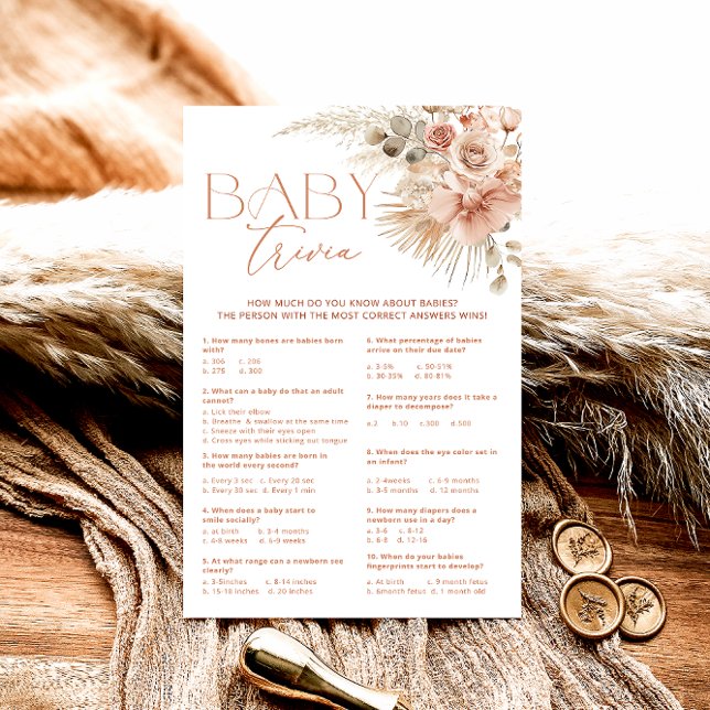 Pampas Grass Boho Bohémien Floral Baby Trivia Jeu (Créateur téléchargé)
