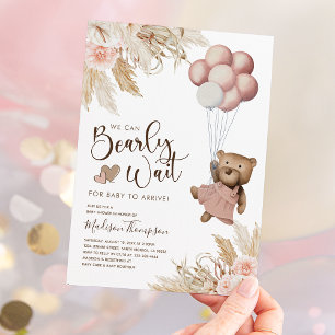 Pampas Grass Boho Girl Ours Baby shower Invitation