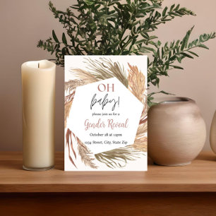 Pampas Grass Boho Neutre Genre Révéler Invitation