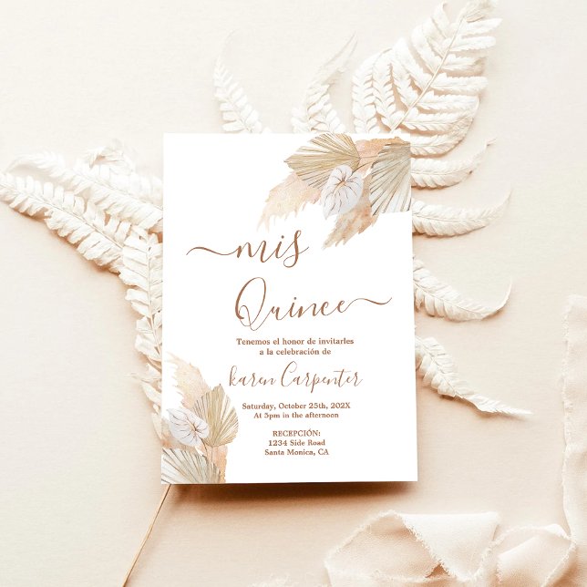 Pampas Grass Boho Quinceanera Invitation (Créateur téléchargé)