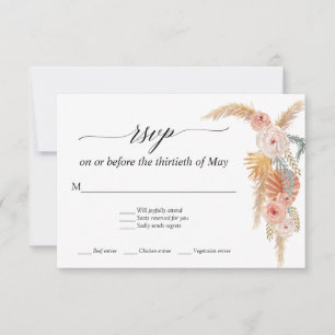 Pampas Grass Boho White Floral Palm RSVP