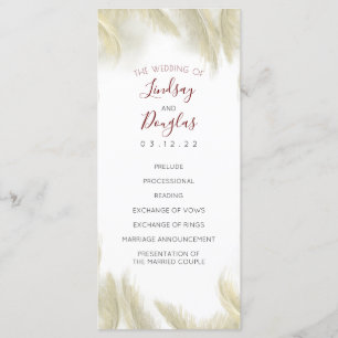 Pampas Grass Bourgogne Rouge Mariage Programmes