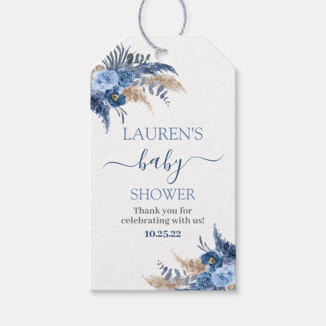 Pampas Grass Boy baby shower étiquettes cadeaux (Devant)