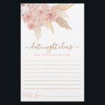 Pampas Grass Date Nuit idées carte de douche nupti<br><div class="desc">Pampas Grass Pink Boho chic date nuit idées nuptiale douche jeu carte</div>