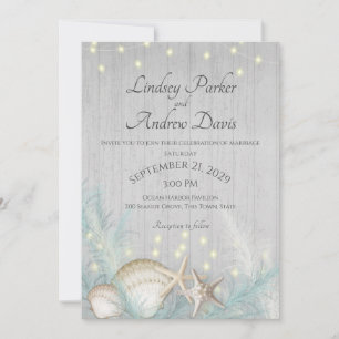 Pampas Grass et Starfish Rustic Beach Invitation