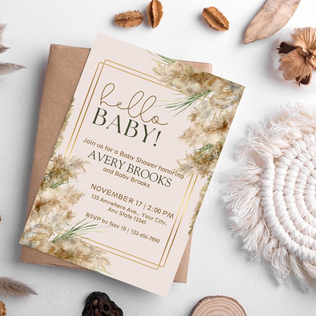 Pampas Grass Fall Baby shower simple Invitation (Créateur téléchargé)