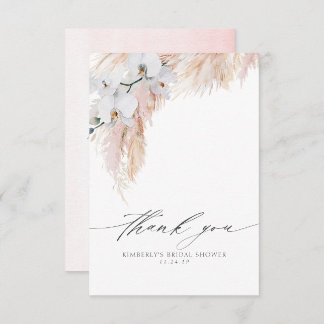 Pampas Grass Fête des mariées Florale Petit Merci (Devant / Derrière)