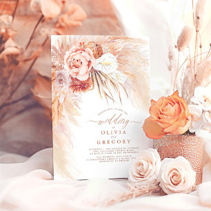 Pampas Grass Floral Terracotta Faire-part de maria