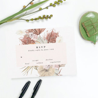 Pampas Grass Floral Tropical Jungle Wedding RSVP