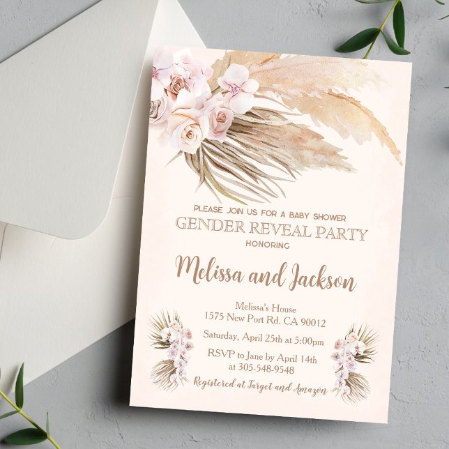 Pampas Grass Gender Reveal Party Invitation (Créateur téléchargé)