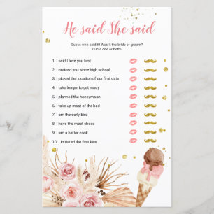 Pampas Grass glace crème Il a dit Elle a dit Game