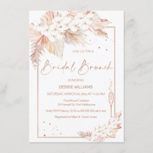Pampas Grass Glass Bridal Brunch Shower Invitation
