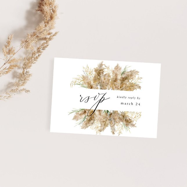 Pampas Grass & Gold Boho w Repas RSVP (Créateur téléchargé)