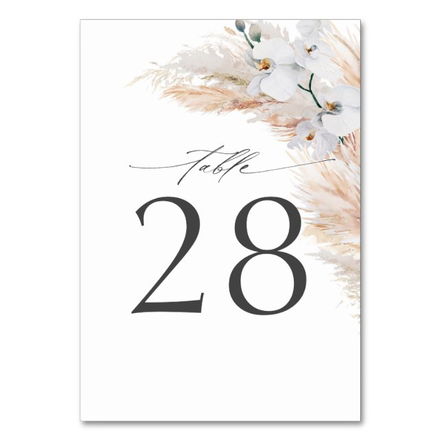 Pampas Grass Mariage Numéro de tableau Cartes (Par défaut)