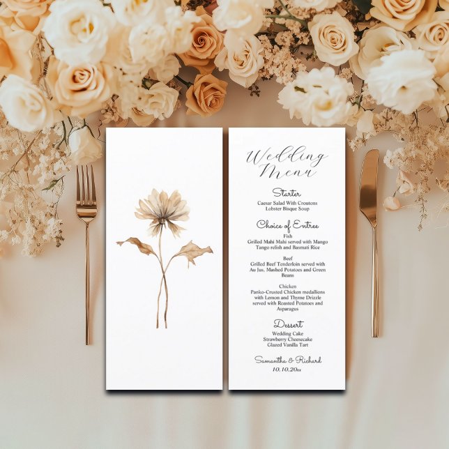 Pampas Grass Modern 4x9'' Menu Mariage (Créateur téléchargé)