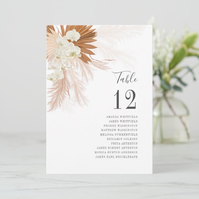 Pampas Grass Numéro de table Mariage Réception (Debout devant)