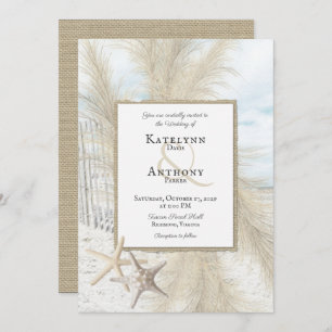 Pampas Grass Plage Vintage Invitation de mariage
