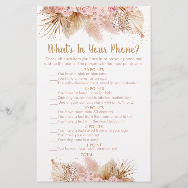 Pampas Grass Rose Floral Ce qui est dans votre jeu (Devant)