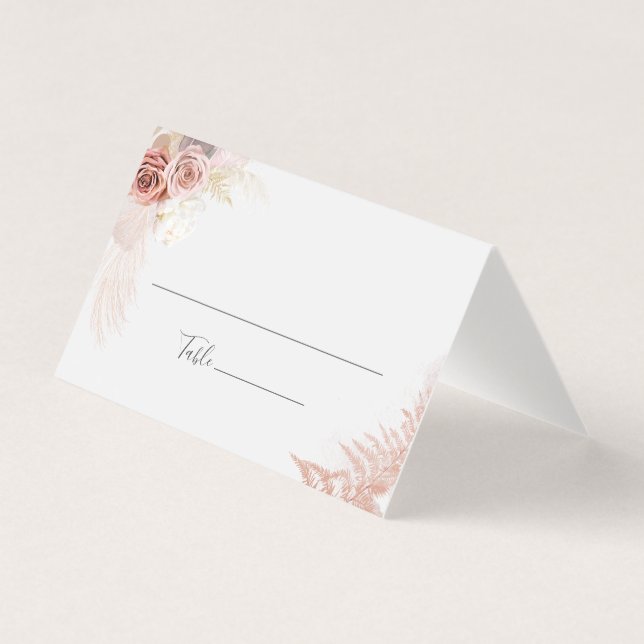 Pampas Grass Script Terracotta Mariage Place Card (Front)