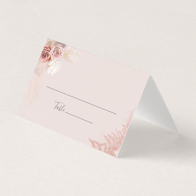 Pampas Grass Terracotta Mariage Floral Place Card (Front)
