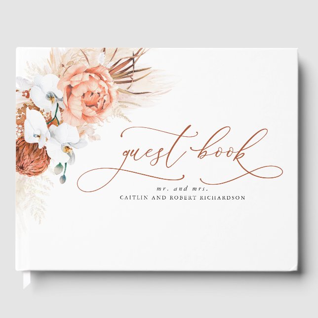 Pampas Grass Terracotta Mariage Livre d'hôtes (Recto)