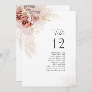 Pampas Grass Terracotta Mariage Numéro de table