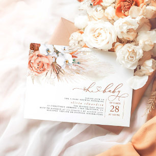Pampas Grass Terracotta Oh Baby shower Invitation