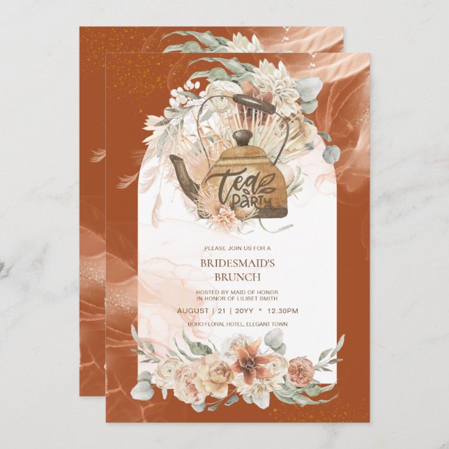 Pampas Grass THÉ Fête des mariées Déjeuner (Devant / Derrière)