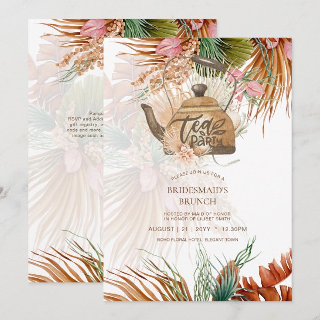 Pampas Grass THÉ Fête des mariées Déjeuner (Devant / Derrière)