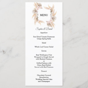 Pampas Grass White Orchid Rose Menu Mariage