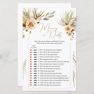 Pampas herbe Baby shower Devinez Qui maman ou papa