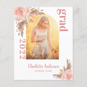 Pampas herbe blush budget graduation faire-part