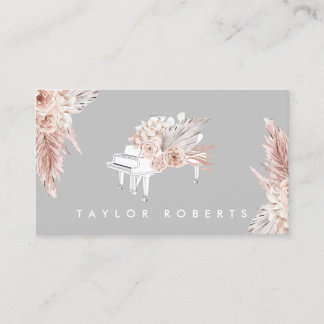 pampas herbe boho fleurs pianiste carte de visite