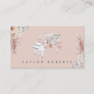 pampas herbe boho fleurs piano carte de visite