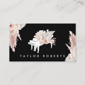 pampas herbe boho fleurs piano carte de visite
