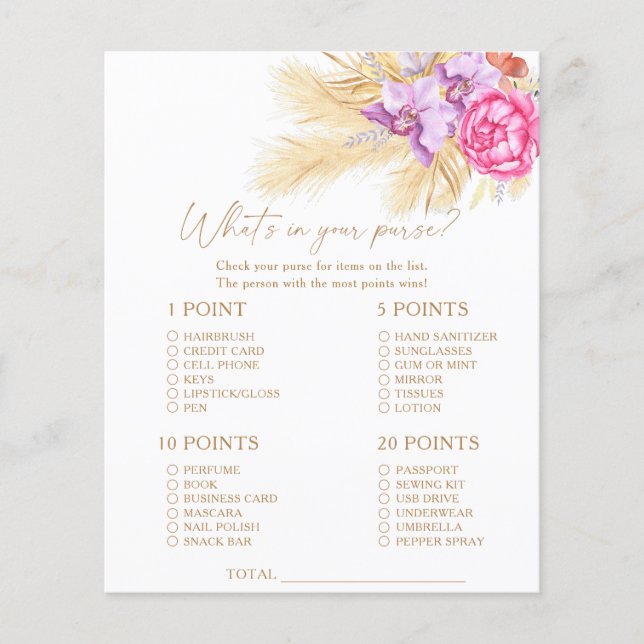 Pampas herbe - Ce qui est dans votre jeu de sacs à (Devant)