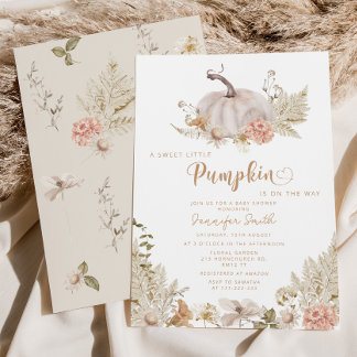 Pampas herbe citrouille baby shower Invitation