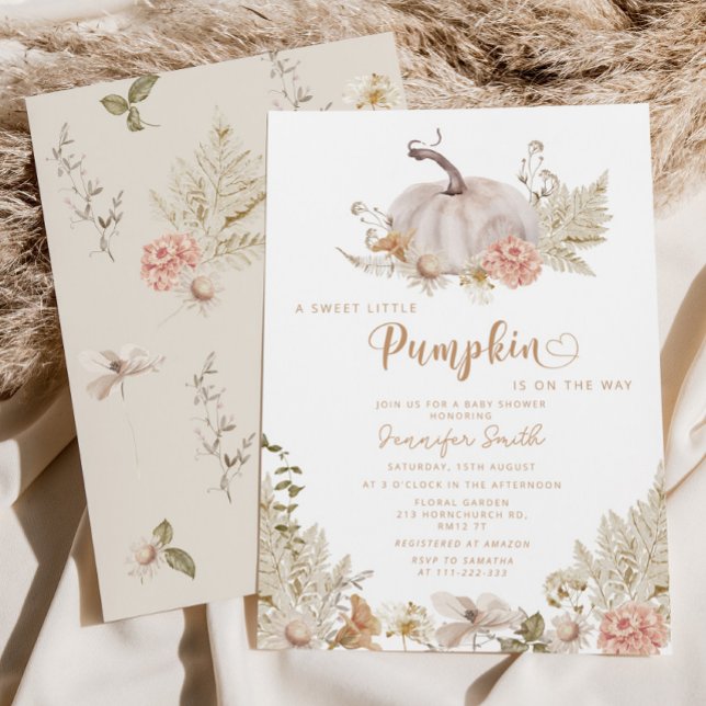 Pampas herbe citrouille baby shower Invitation (Créateur téléchargé)