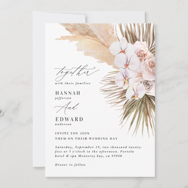 Pampas herbe palmier orchidée moderne rustique (Devant)