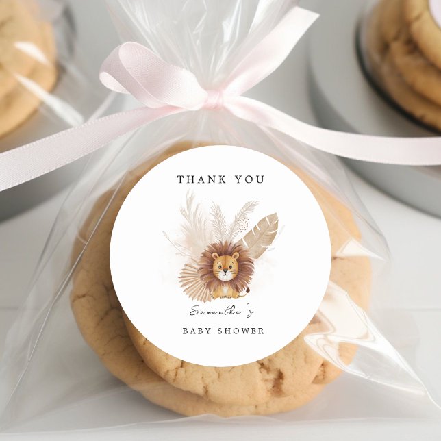 Pampas mignon baby shower Lion autocollant (Créateur téléchargé)