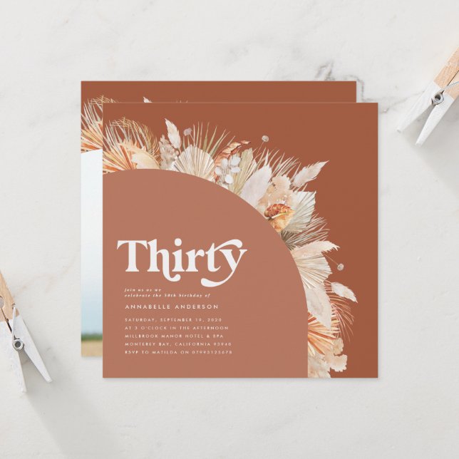 Pampas moderne herbe terre cuite photo 30e anniver (Devant/Arrière en situation)